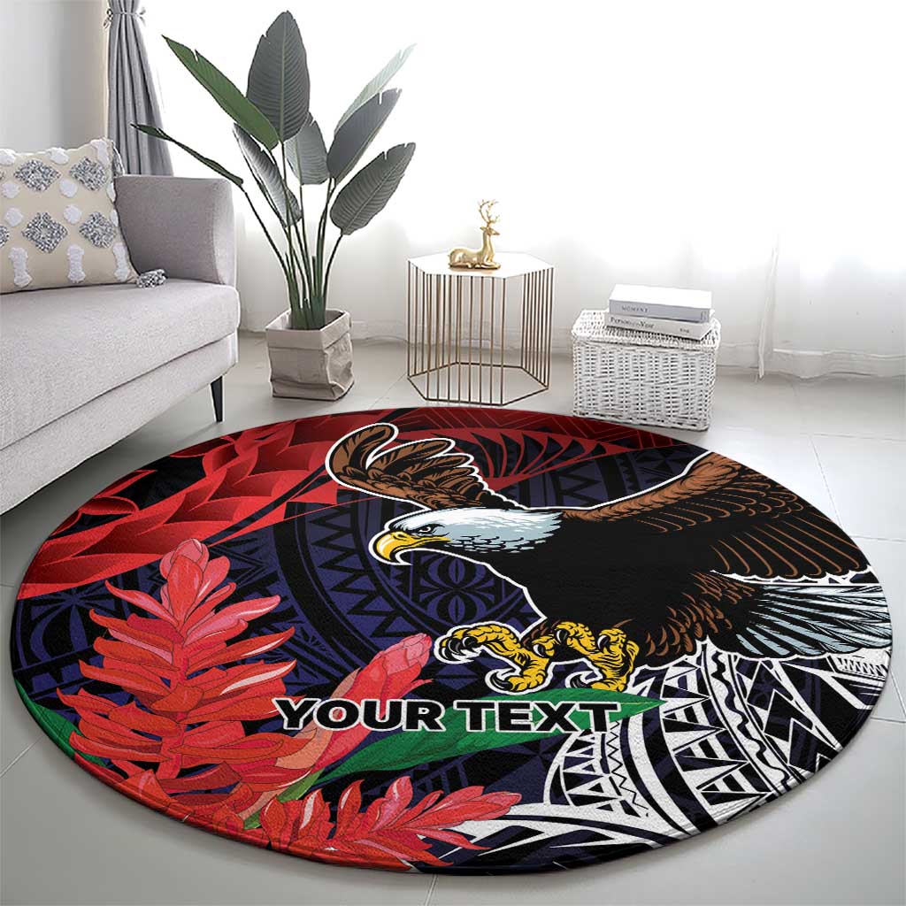 American Samoa Bald Eagle Personalized Round Carpet Samoa Muamua Le Atua