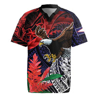American Samoa Bald Eagle Personalized Rugby Jersey Samoa Muamua Le Atua LT9 Blue - Polynesian Pride