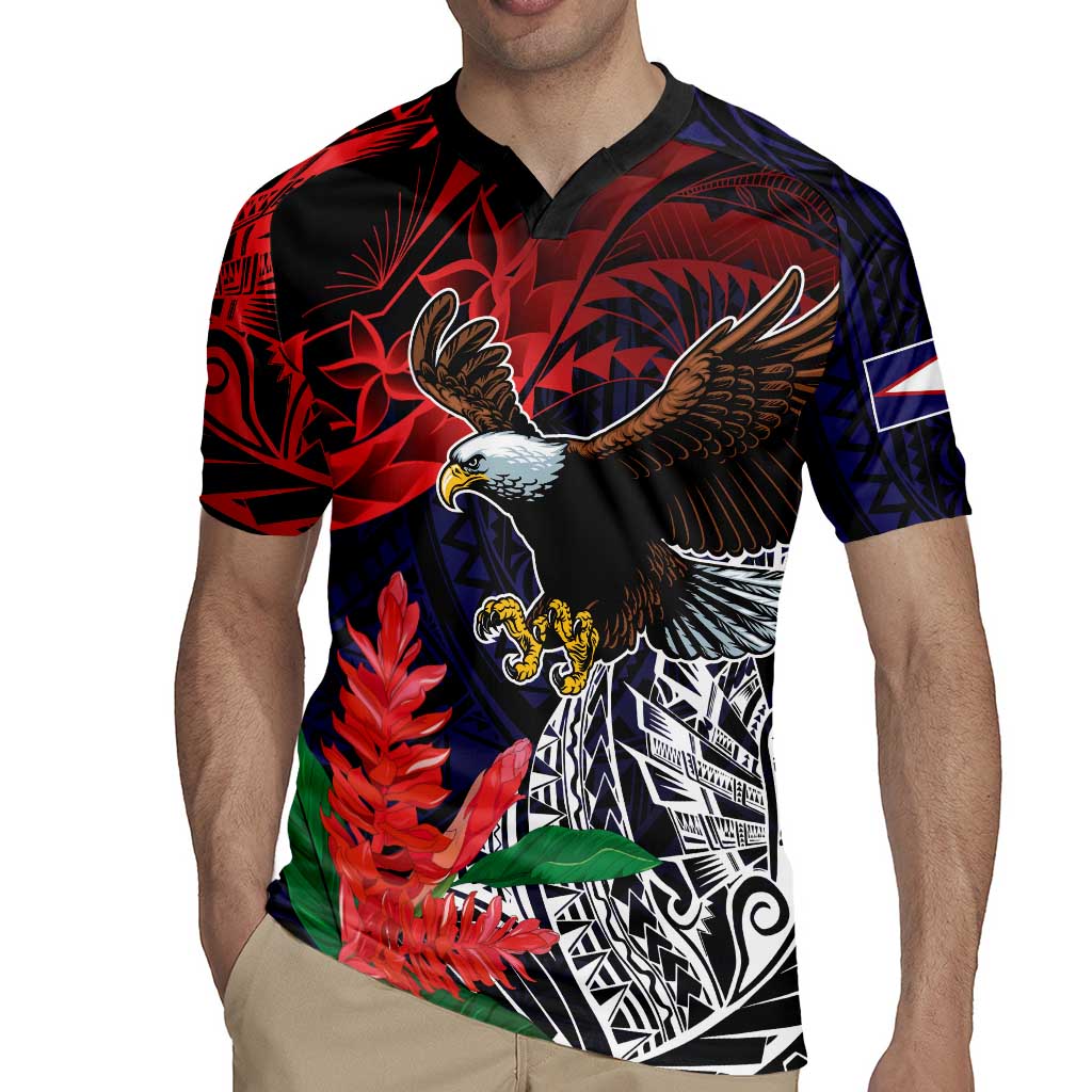 American Samoa Bald Eagle Personalized Rugby Jersey Samoa Muamua Le Atua LT9 - Polynesian Pride