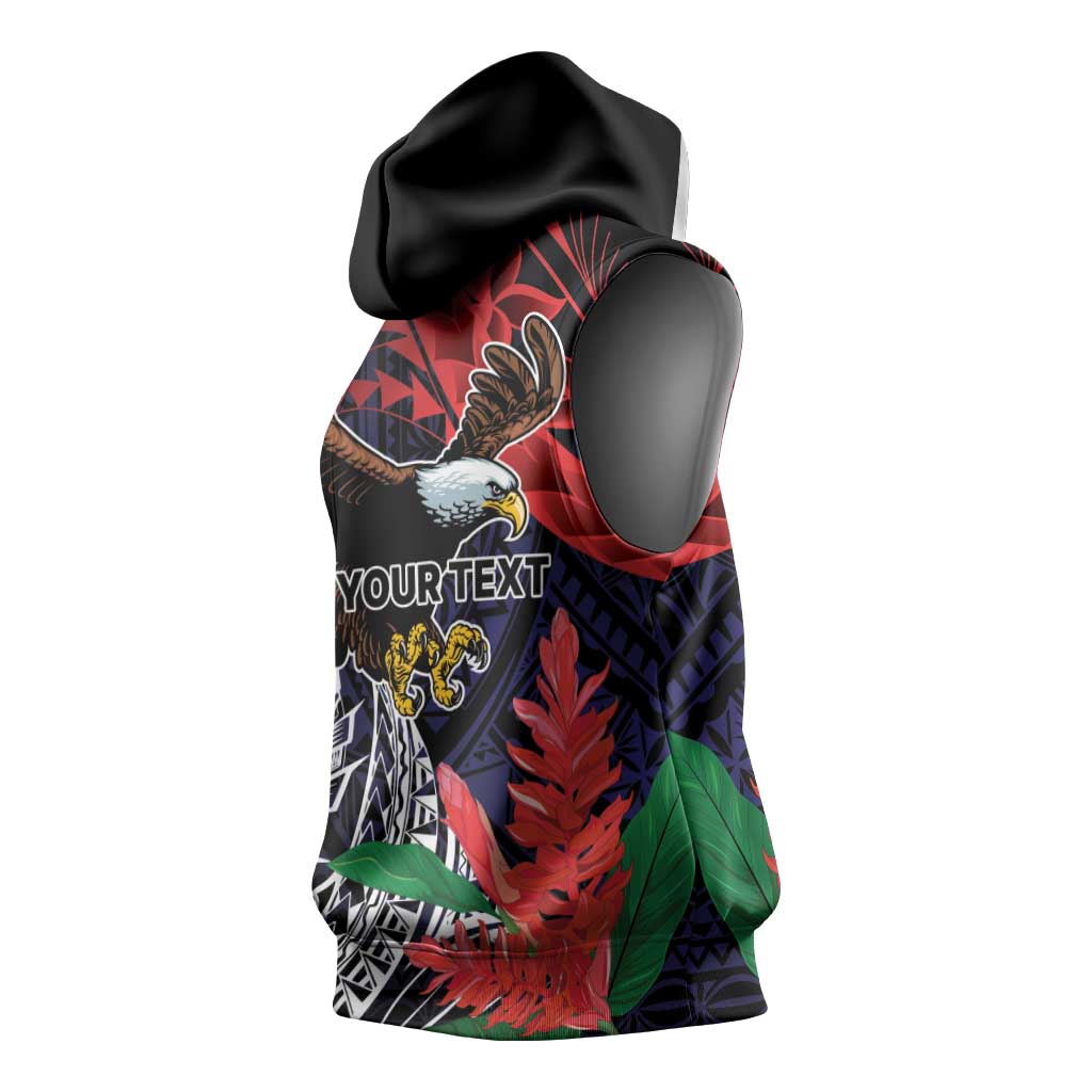 American Samoa Bald Eagle Personalized Sleeveless Hoodie Samoa Muamua Le Atua LT9 - Polynesian Pride
