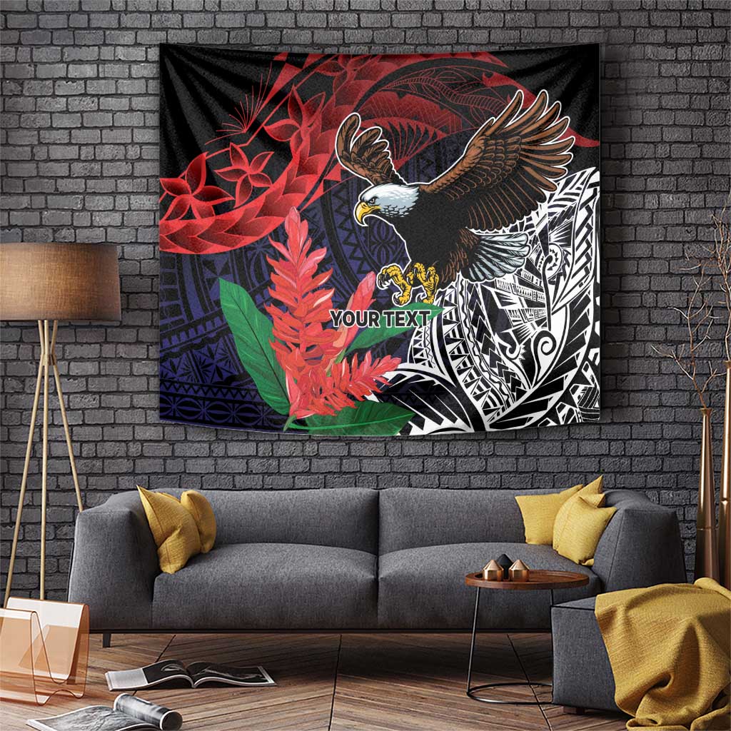 American Samoa Bald Eagle Personalized Tapestry Samoa Muamua Le Atua