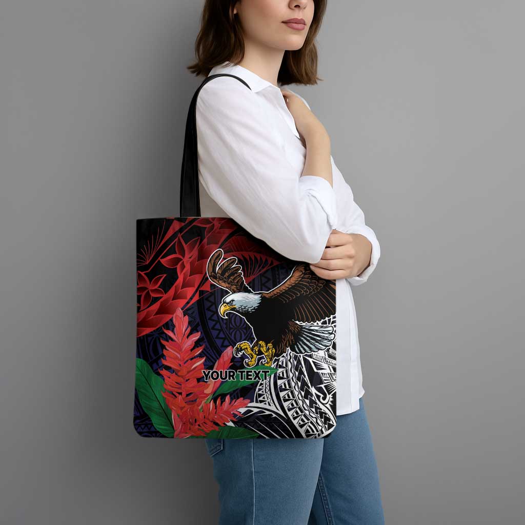 American Samoa Bald Eagle Personalized Tote Bag Samoa Muamua Le Atua LT9 - Polynesian Pride