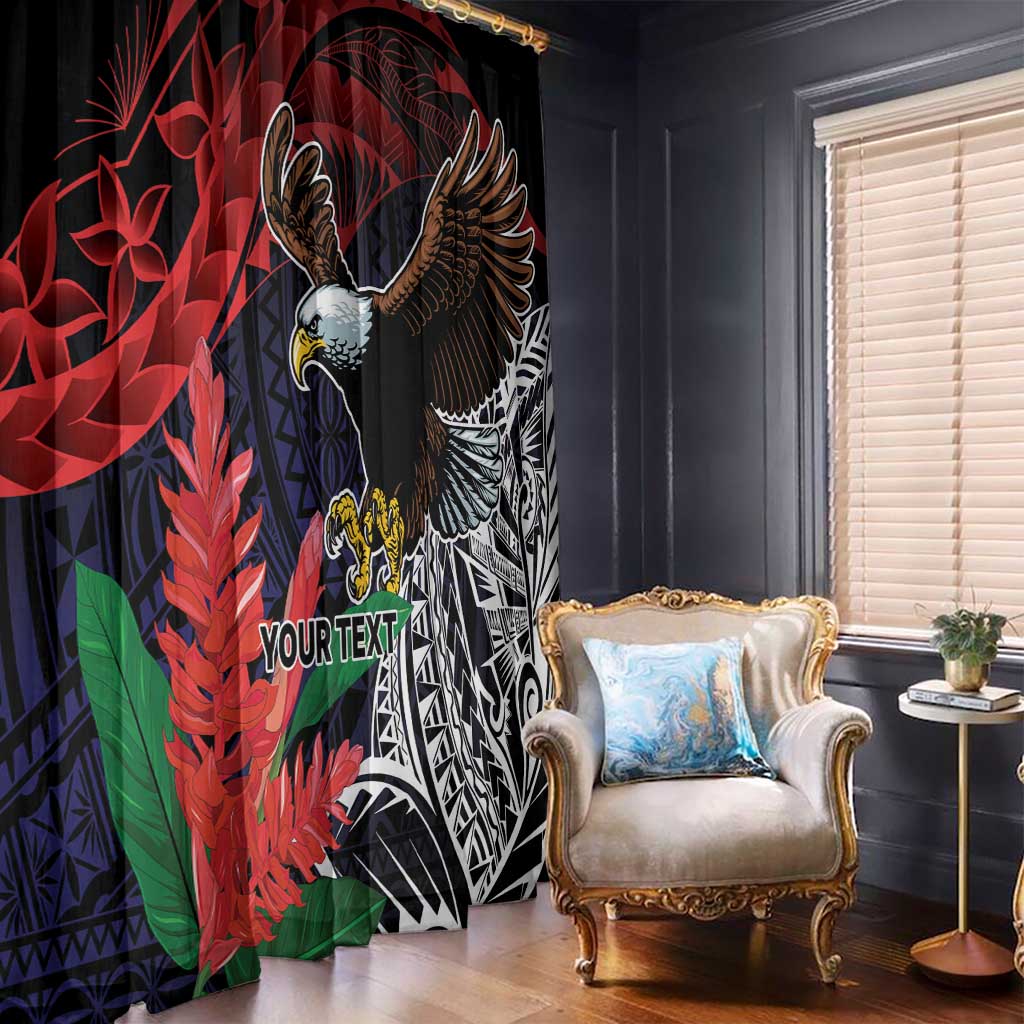 American Samoa Bald Eagle Personalized Window Curtain Samoa Muamua Le Atua