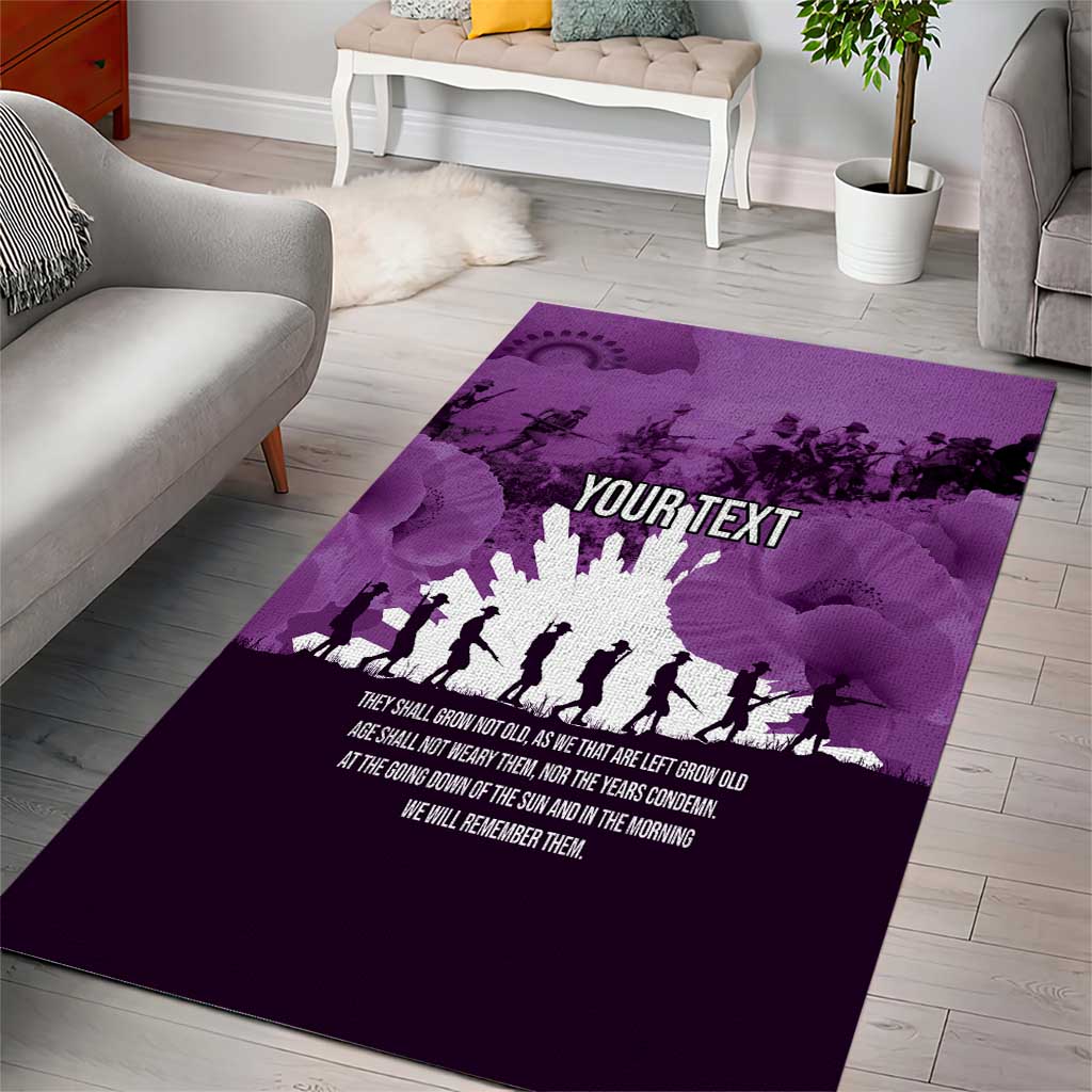Anzac Day Gallipoli Personalised Area Rug Purple Poppy Flowers