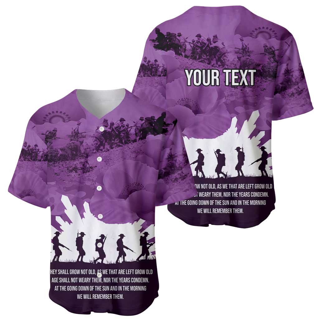 Anzac Day Gallipoli Personalised Baseball Jersey Purple Poppy Flowers