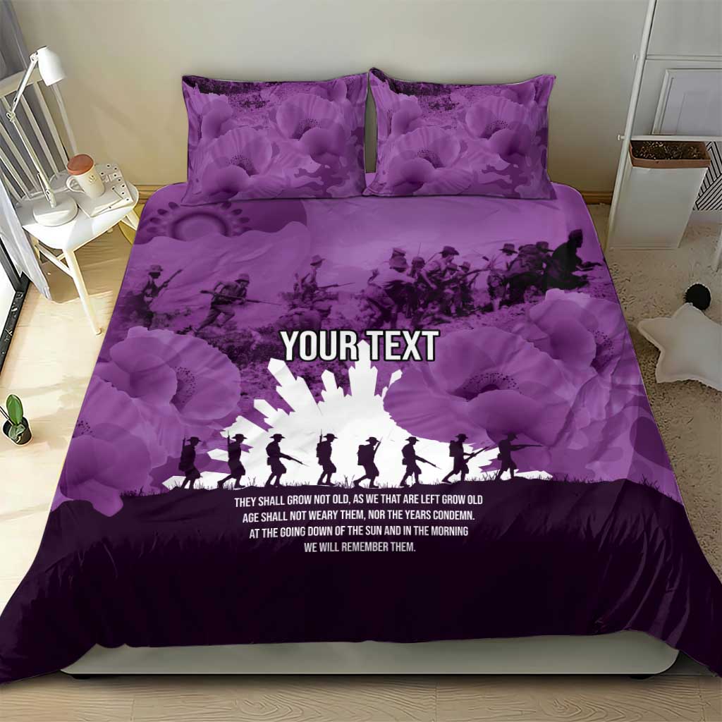 Anzac Day Gallipoli Personalised Bedding Set Purple Poppy Flowers