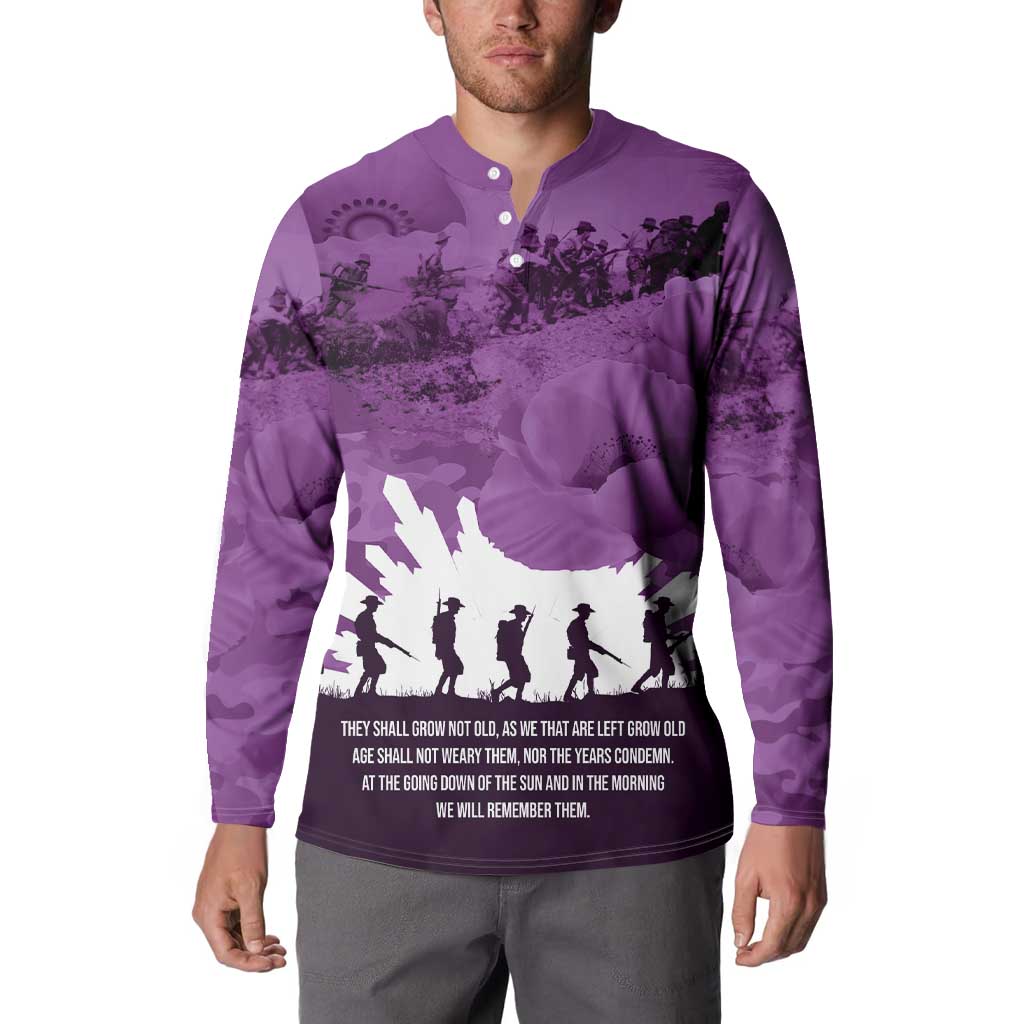 Anzac Day Gallipoli Personalised Button Sweatshirt Purple Poppy Flowers