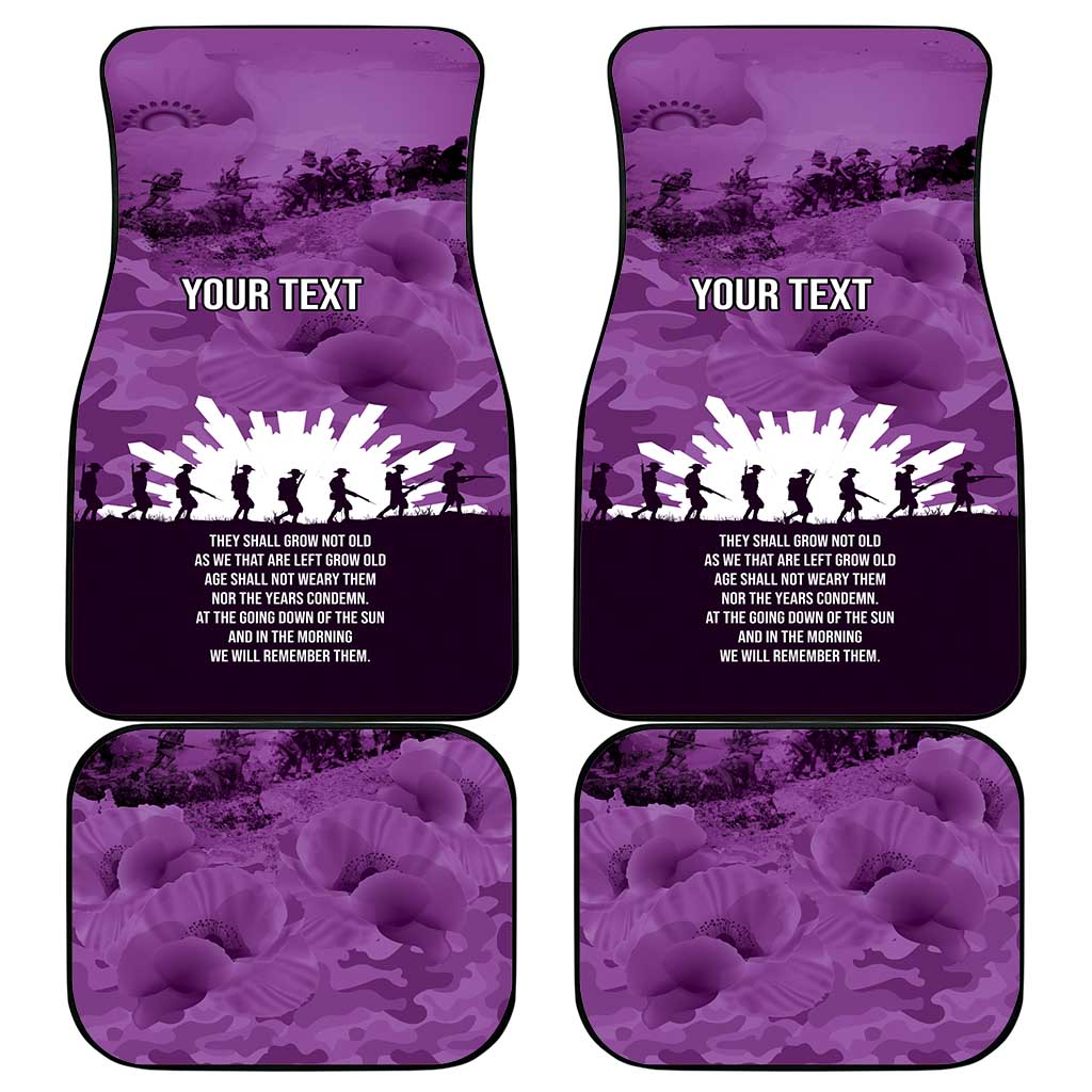 Anzac Day Gallipoli Personalised Car Mats Purple Poppy Flowers