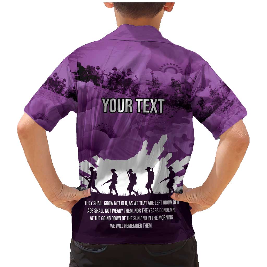 Anzac Day Gallipoli Personalised Family Matching Mermaid Dress and Hawaiian Shirt Purple Poppy Flowers