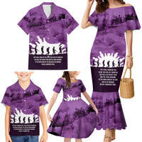 Anzac Day Gallipoli Personalised Family Matching Mermaid Dress and Hawaiian Shirt Purple Poppy Flowers