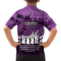 Anzac Day Gallipoli Personalised Family Matching Off The Shoulder Long Sleeve Dress and Hawaiian Shirt Purple Poppy Flowers