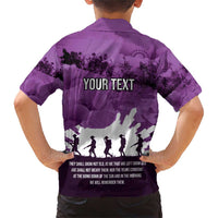 Anzac Day Gallipoli Personalised Family Matching Short Sleeve Bodycon Dress and Hawaiian Shirt Purple Poppy Flowers