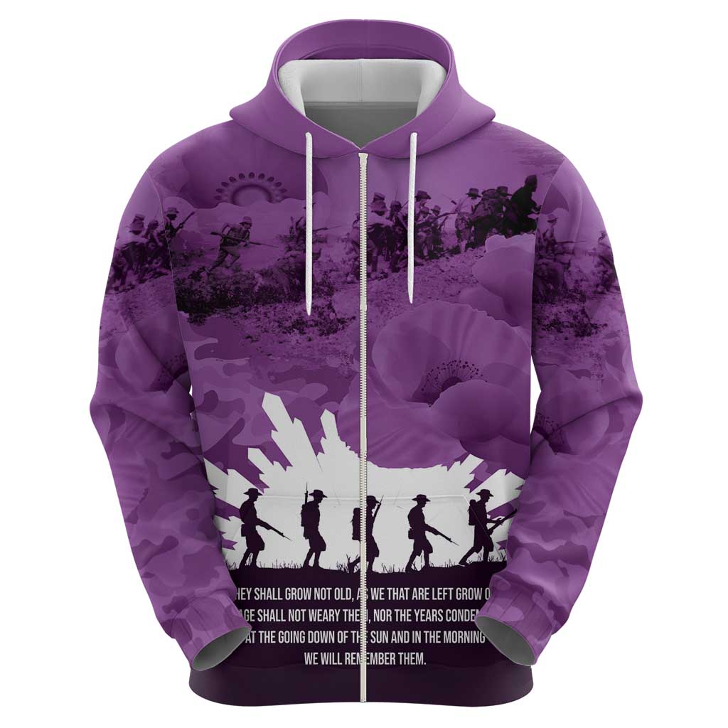 Anzac Day Gallipoli Personalised Hoodie Purple Poppy Flowers