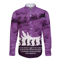 Anzac Day Gallipoli Personalised Long Sleeve Button Shirt Purple Poppy Flowers