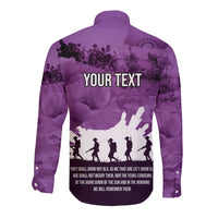 Anzac Day Gallipoli Personalised Long Sleeve Button Shirt Purple Poppy Flowers