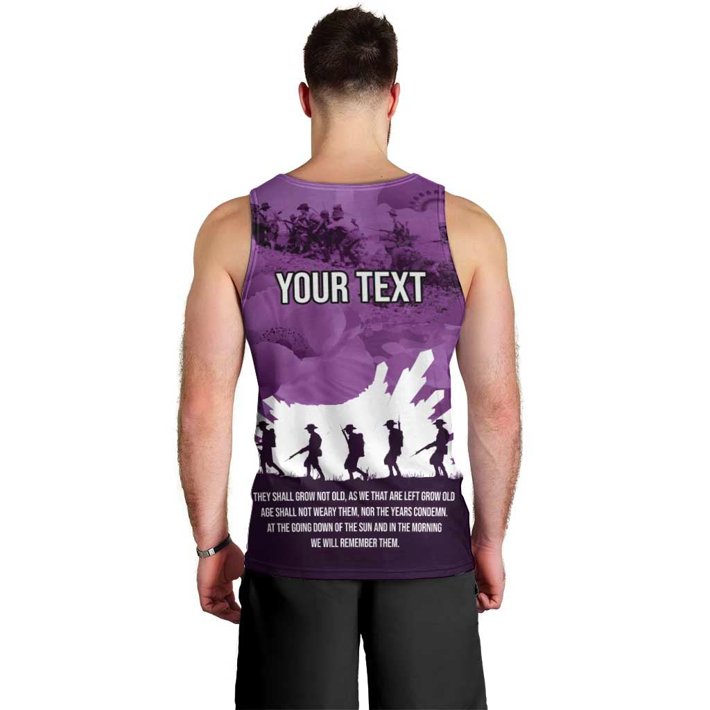 Anzac Day Gallipoli Personalised Men Tank Top Purple Poppy Flowers
