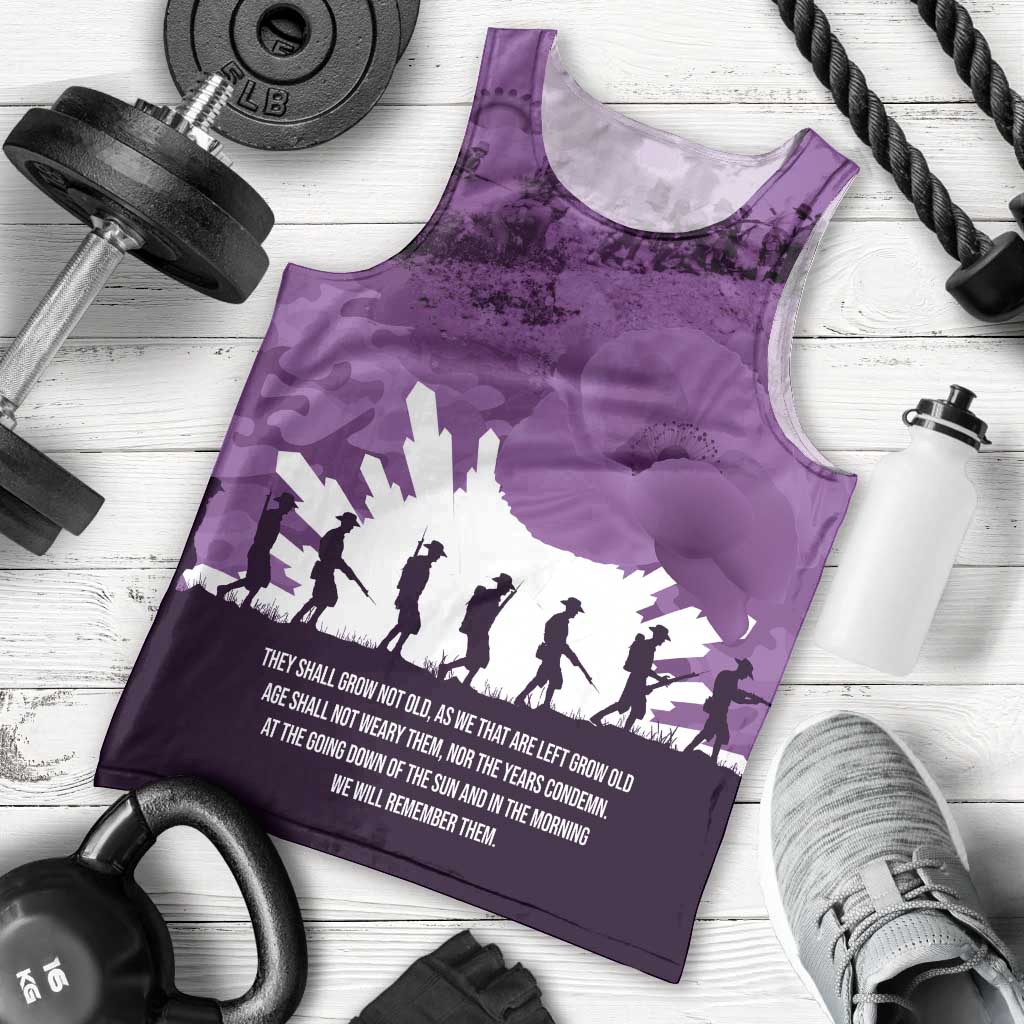 Anzac Day Gallipoli Personalised Men Tank Top Purple Poppy Flowers