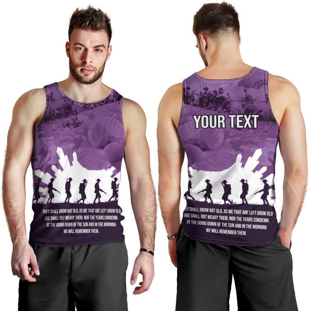 Anzac Day Gallipoli Personalised Men Tank Top Purple Poppy Flowers