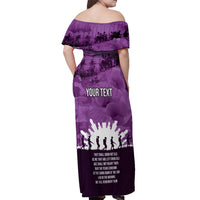 Anzac Day Gallipoli Personalised Off Shoulder Maxi Dress Purple Poppy Flowers