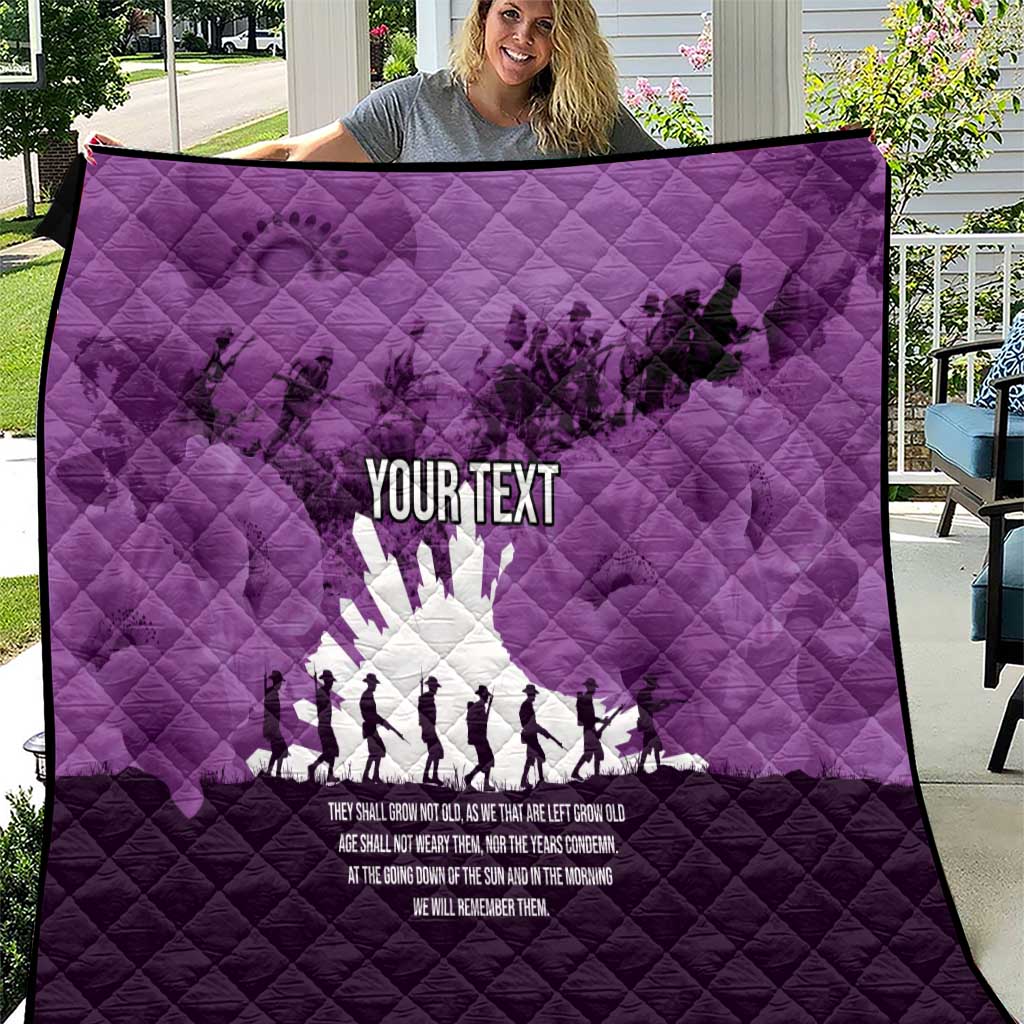 Anzac Day Gallipoli Personalised Quilt Purple Poppy Flowers