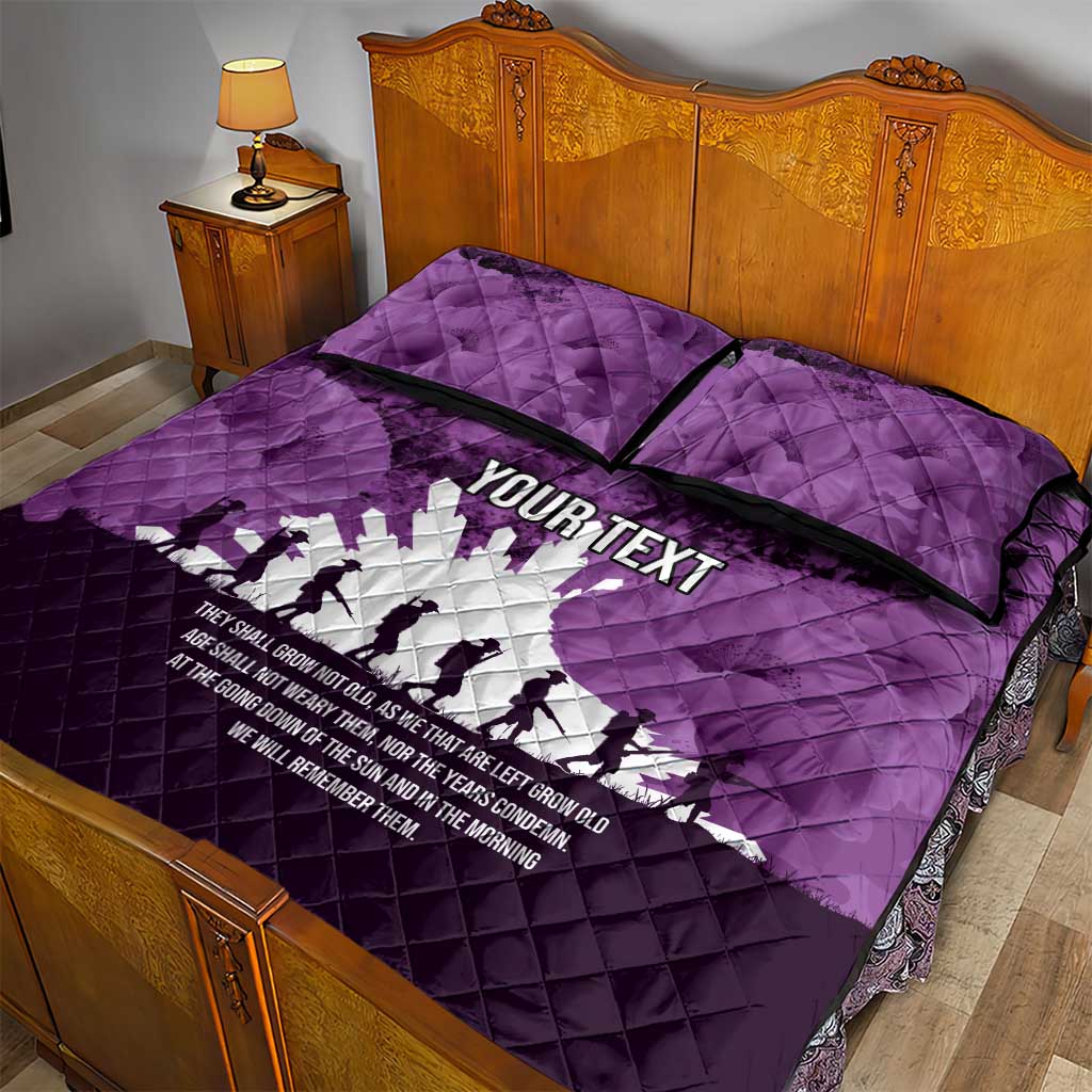 Anzac Day Gallipoli Personalised Quilt Bed Set Purple Poppy Flowers