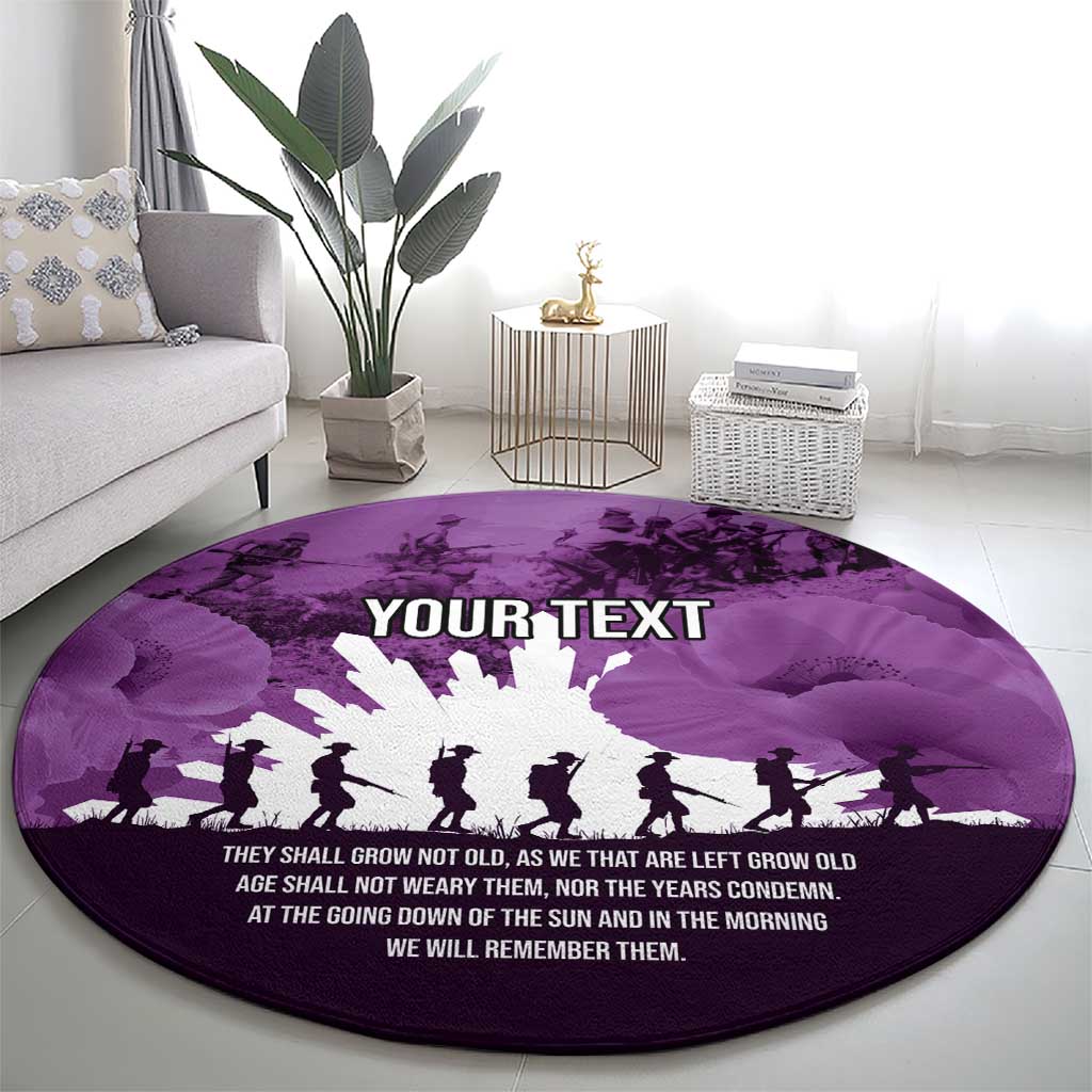 Anzac Day Gallipoli Personalised Round Carpet Purple Poppy Flowers