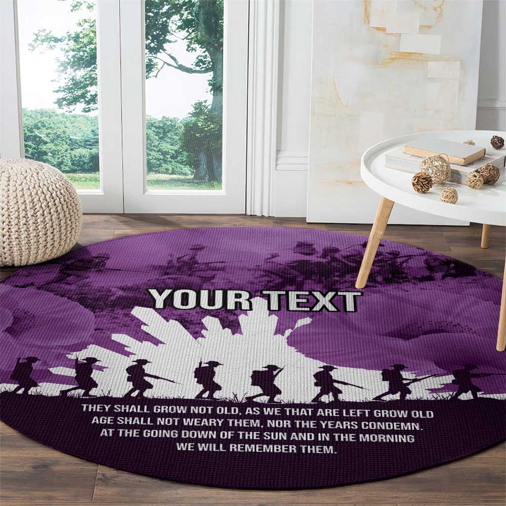 Anzac Day Gallipoli Personalised Round Carpet Purple Poppy Flowers