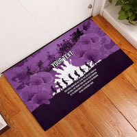Anzac Day Gallipoli Personalised Rubber Doormat Purple Poppy Flowers