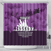 Anzac Day Gallipoli Personalised Shower Curtain Purple Poppy Flowers