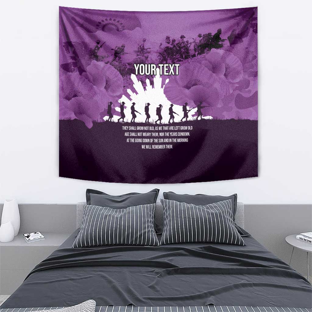 Anzac Day Gallipoli Personalised Tapestry Purple Poppy Flowers