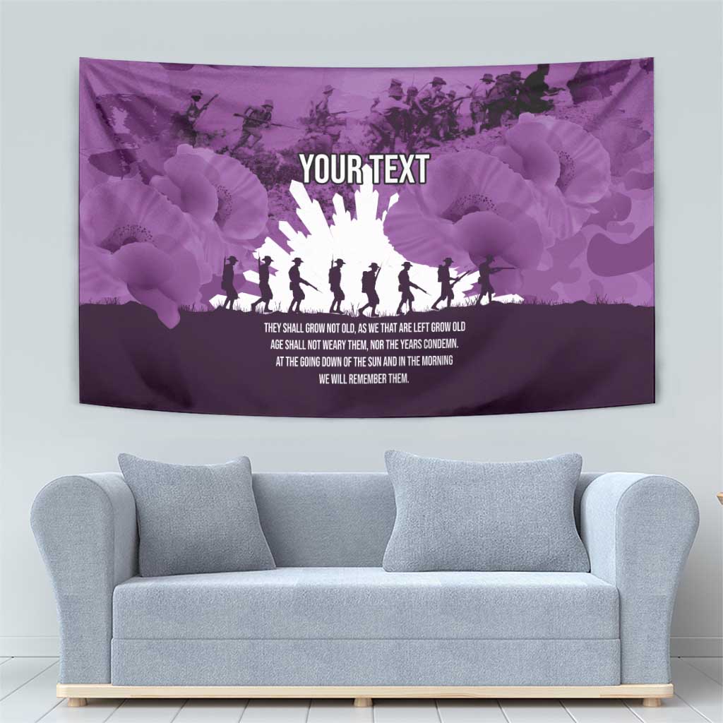 Anzac Day Gallipoli Personalised Tapestry Purple Poppy Flowers
