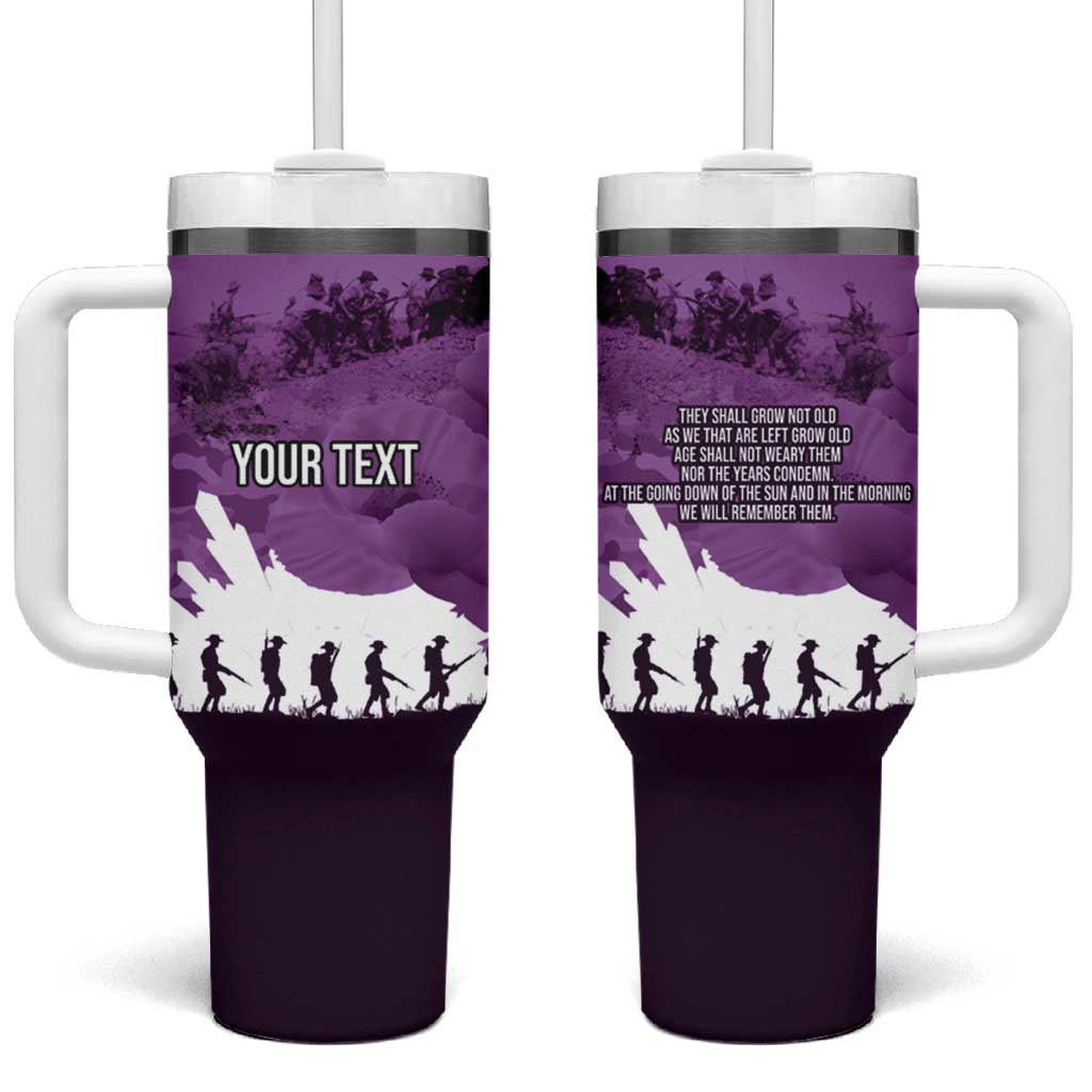 Anzac Day Gallipoli Personalised Tumbler With Handle Purple Poppy Flowers