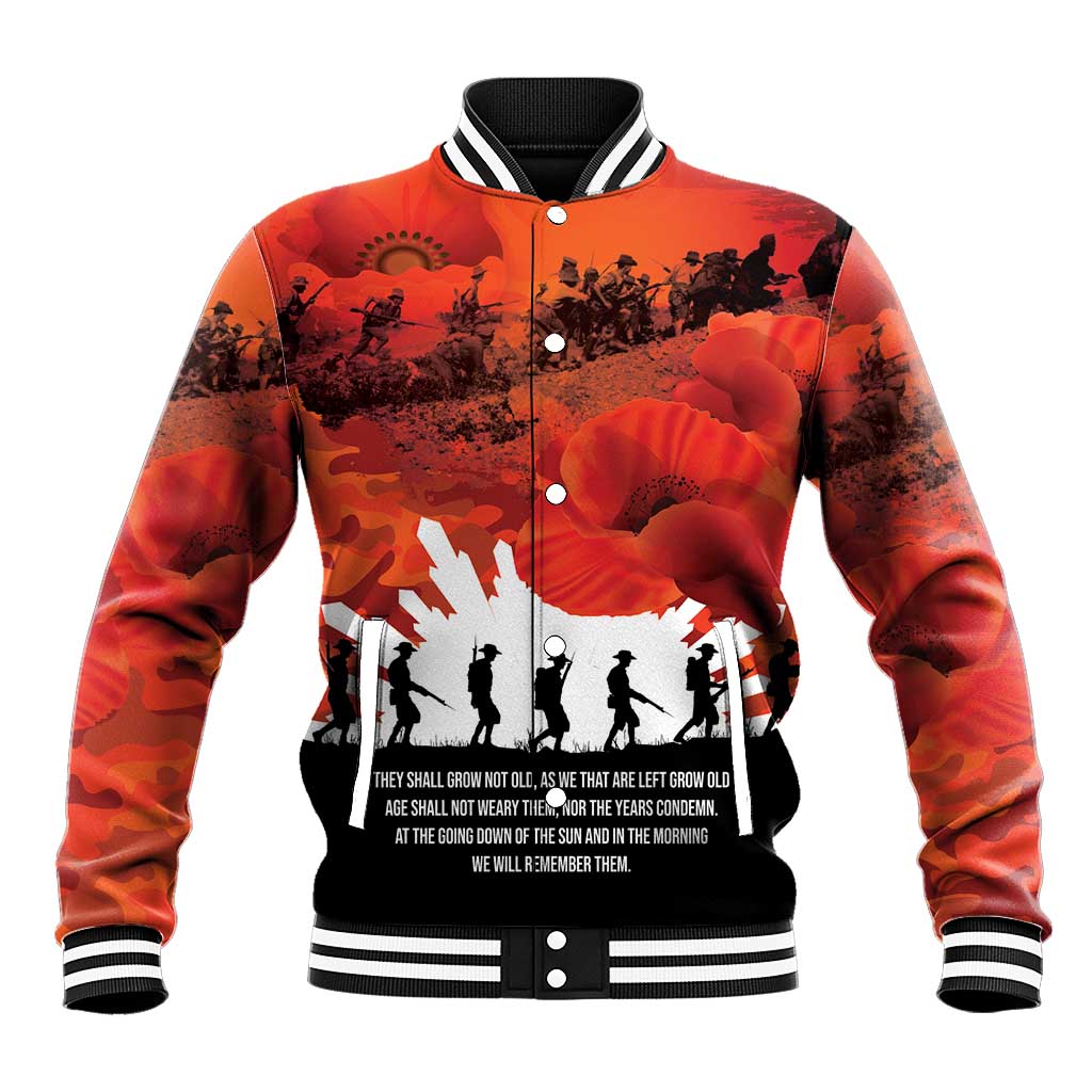 Anzac Day Gallipoli Personalised Baseball Jacket Red Poppy Flowers