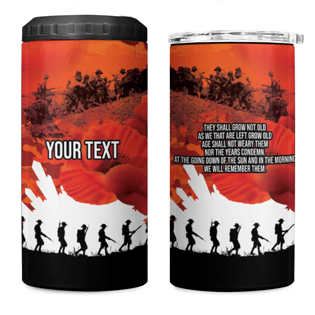 Anzac Day Gallipoli Personalised 4 in 1 Can Cooler Tumbler Red Poppy Flowers