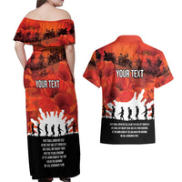 Anzac Day Gallipoli Personalised Couples Matching Off Shoulder Maxi Dress and Hawaiian Shirt Red Poppy Flowers