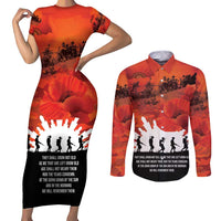 Anzac Day Gallipoli Personalised Couples Matching Short Sleeve Bodycon Dress and Long Sleeve Button Shirt Red Poppy Flowers