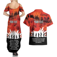 Anzac Day Gallipoli Personalised Couples Matching Summer Maxi Dress and Hawaiian Shirt Red Poppy Flowers