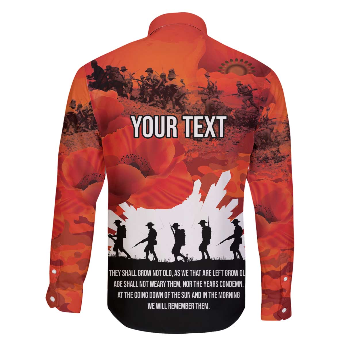 Anzac Day Gallipoli Personalised Family Matching Off The Shoulder Long Sleeve Dress and Hawaiian Shirt Red Poppy Flowers