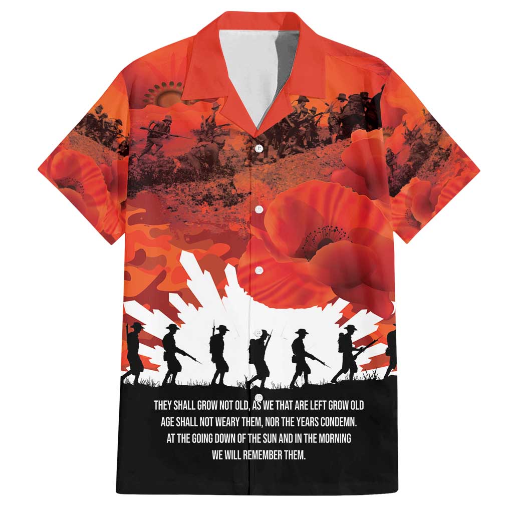 Anzac Day Gallipoli Personalised Family Matching Off Shoulder Maxi Dress and Hawaiian Shirt Red Poppy Flowers