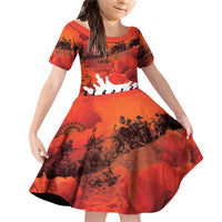 Anzac Day Gallipoli Personalised Family Matching Off Shoulder Short Dress and Hawaiian Shirt Red Poppy Flowers