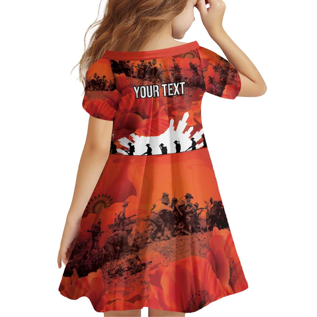 Anzac Day Gallipoli Personalised Family Matching Off Shoulder Short Dress and Hawaiian Shirt Red Poppy Flowers