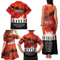 Anzac Day Gallipoli Personalised Family Matching Tank Maxi Dress and Hawaiian Shirt Red Poppy Flowers