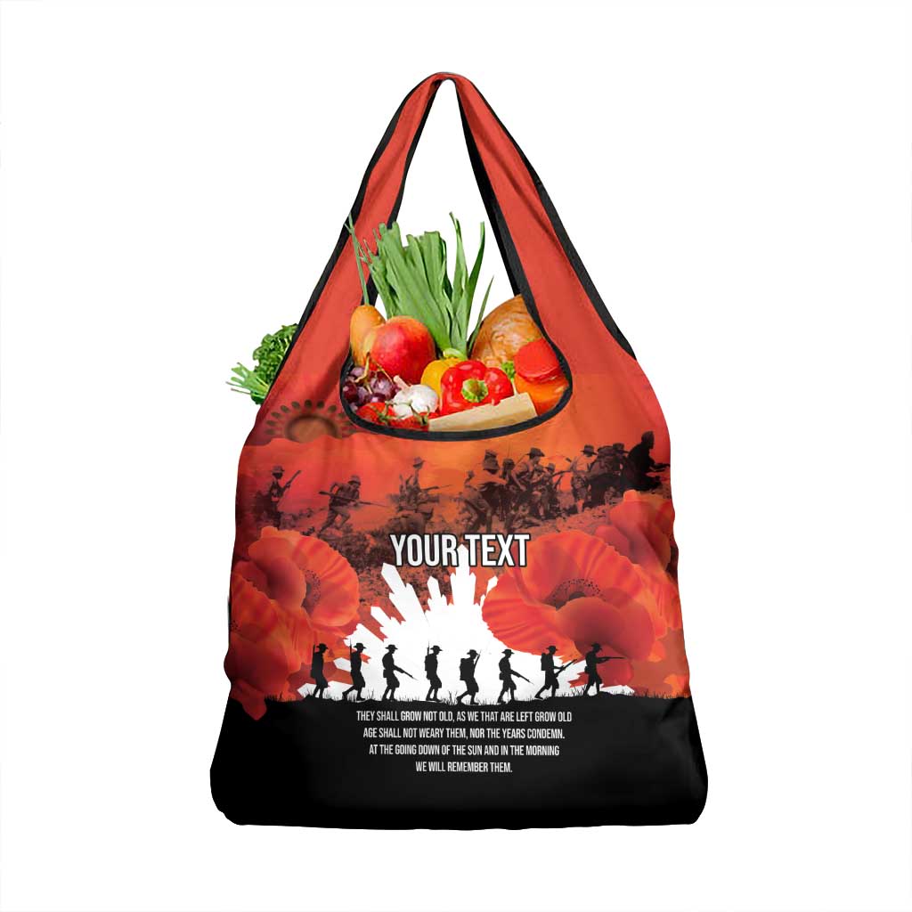 Anzac Day Gallipoli Personalised Grocery Bag Red Poppy Flowers