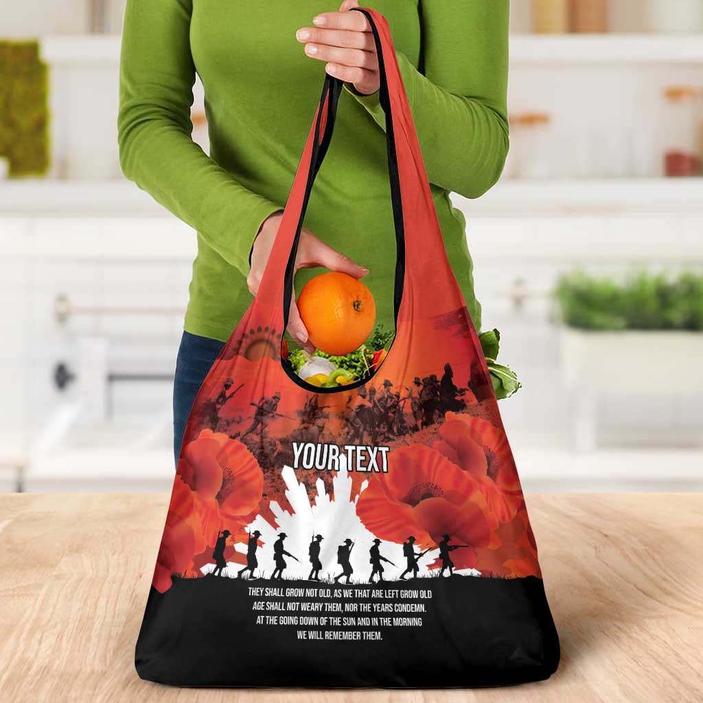 Anzac Day Gallipoli Personalised Grocery Bag Red Poppy Flowers
