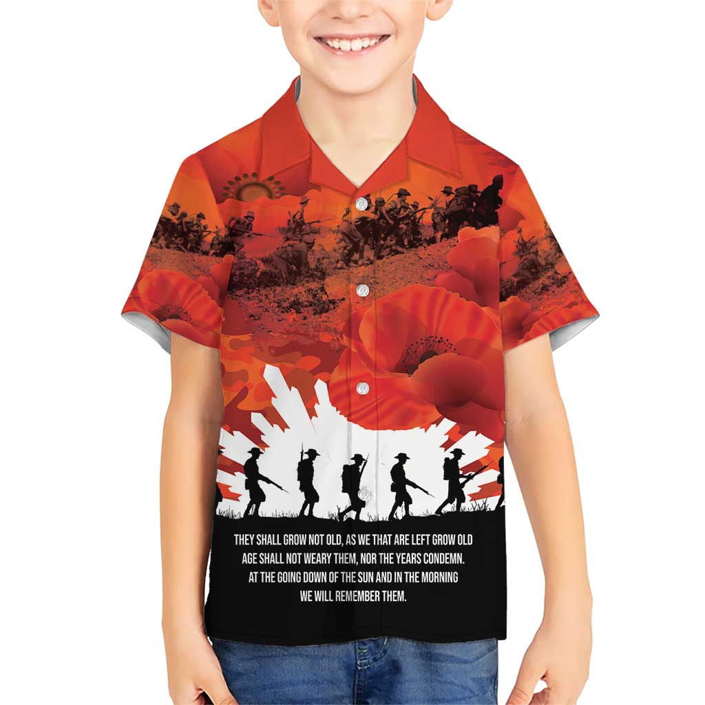 Anzac Day Gallipoli Personalised Kid Hawaiian Shirt Red Poppy Flowers