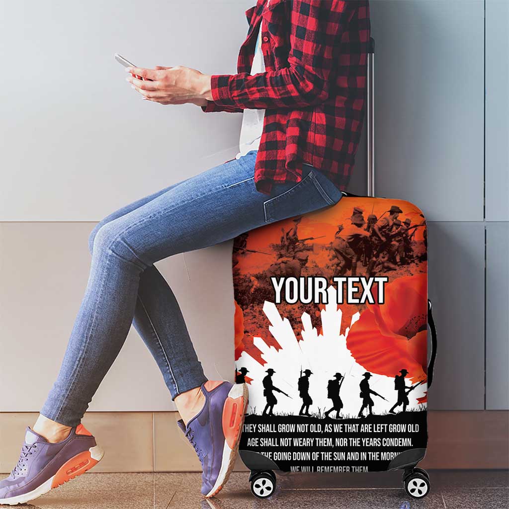 Anzac Day Gallipoli Personalised Luggage Cover Red Poppy Flowers