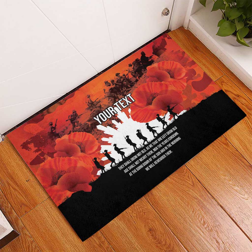 Anzac Day Gallipoli Personalised Rubber Doormat Red Poppy Flowers
