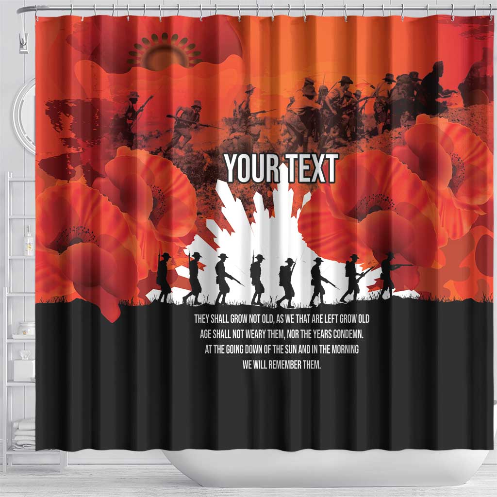 Anzac Day Gallipoli Personalised Shower Curtain Red Poppy Flowers