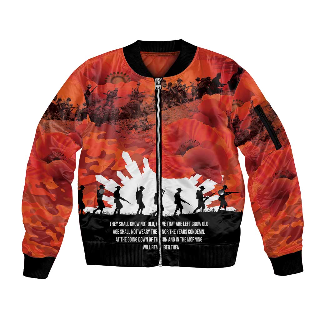 Anzac Day Gallipoli Personalised Sleeve Zip Bomber Jacket Red Poppy Flowers