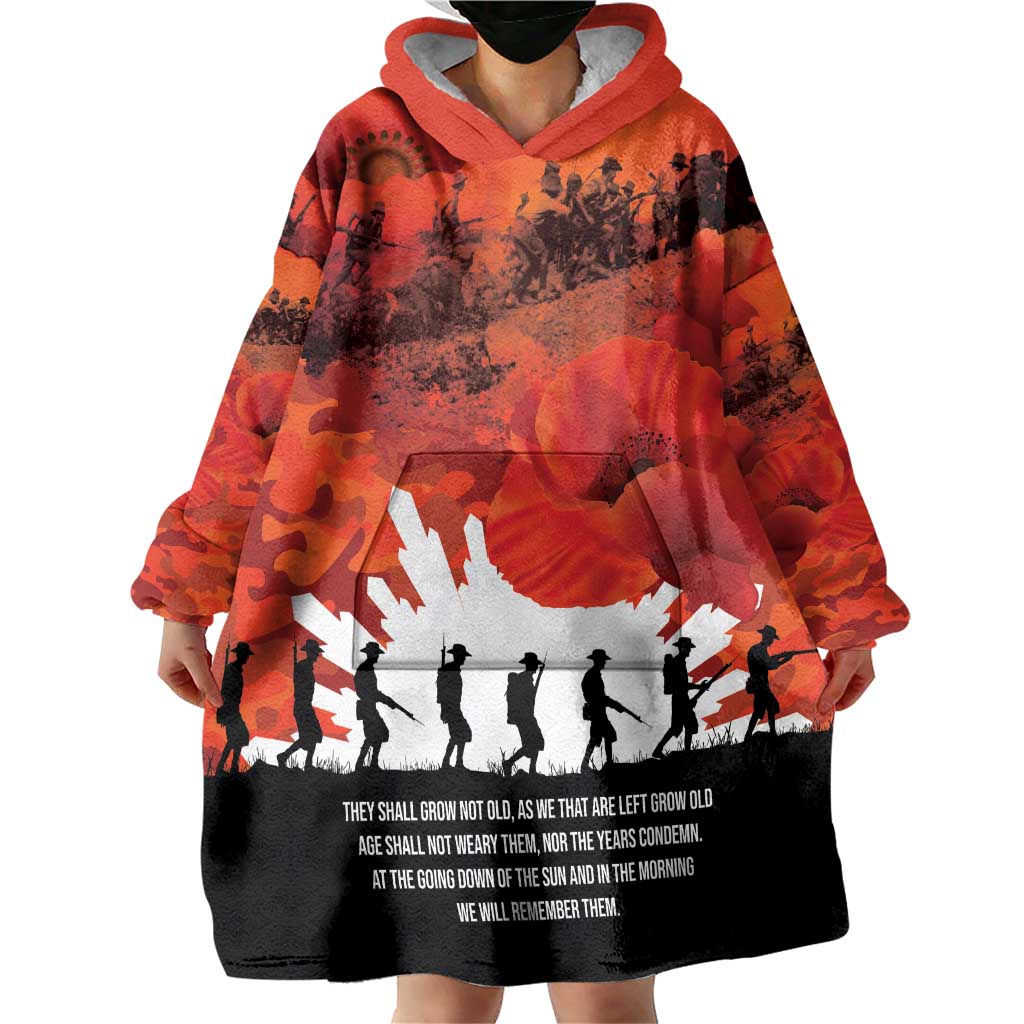 Anzac Day Gallipoli Personalised Wearable Blanket Hoodie Red Poppy Flowers